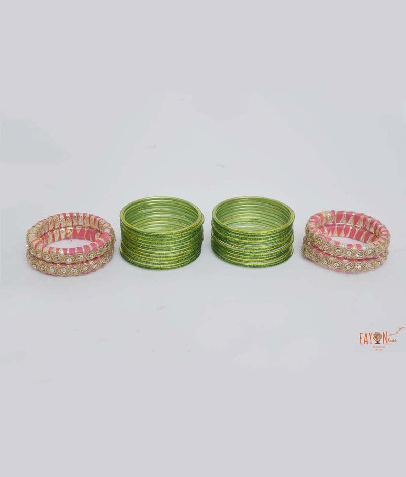 Fayon Kids Pink Green Kada with Bangle for Girls