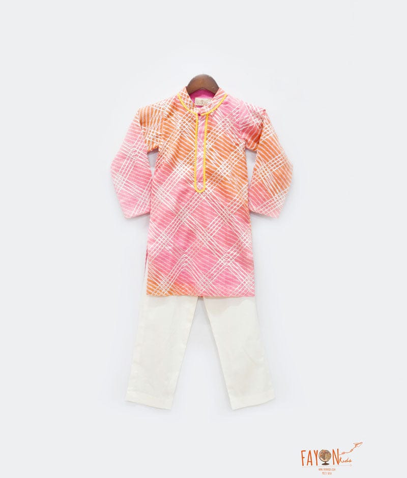 Pink Kotta Cotton Kurta with Pant for Boys