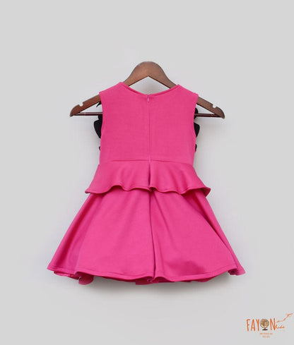 Fayon Kids Pink Lycra Dress with Pearls for Girls