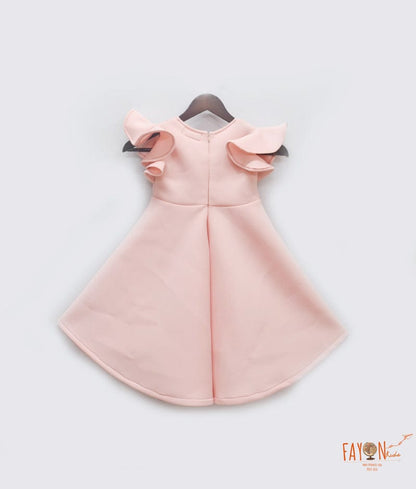 Fayon Kids Pink Neoprene High Low Dress for Girls