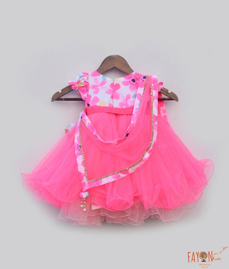 Fayon Kids Pink Net Anarkali for Girls