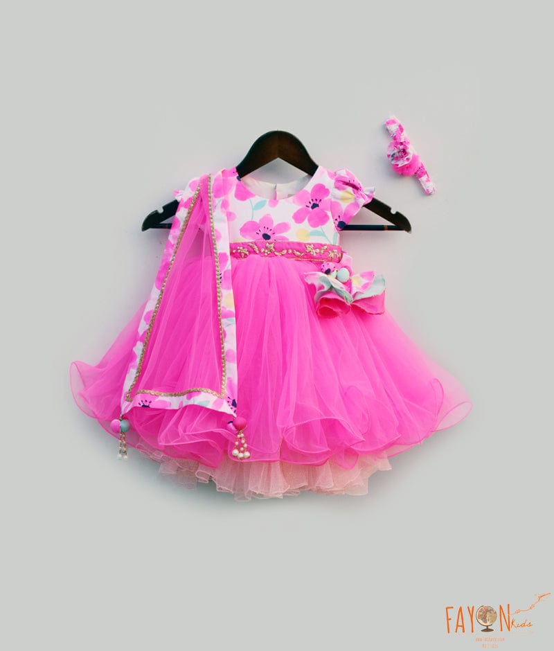 Fayon Kids Pink Net Anarkali for Girls