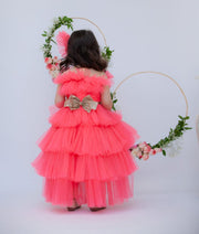Pink Shimmer Net Gown for Girls
