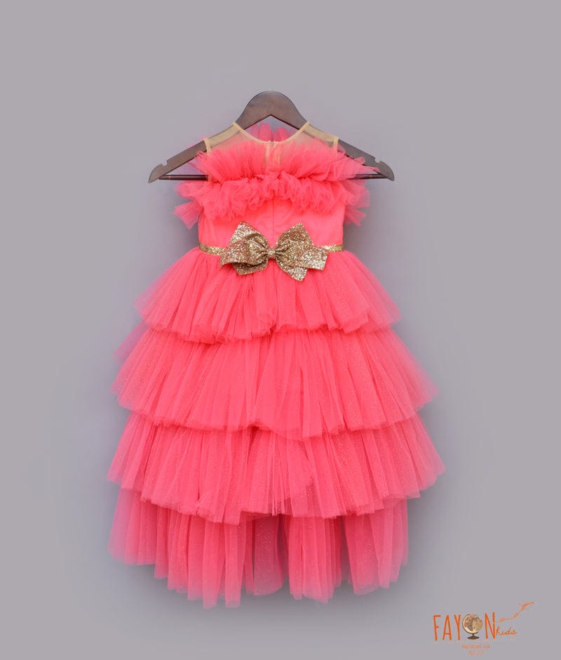 Fayon Kids Pink Shimmer Net Gown for Girls
