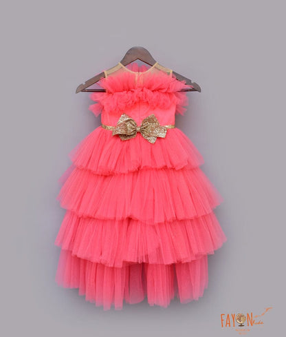 Fayon Kids Pink Shimmer Net Gown for Girls