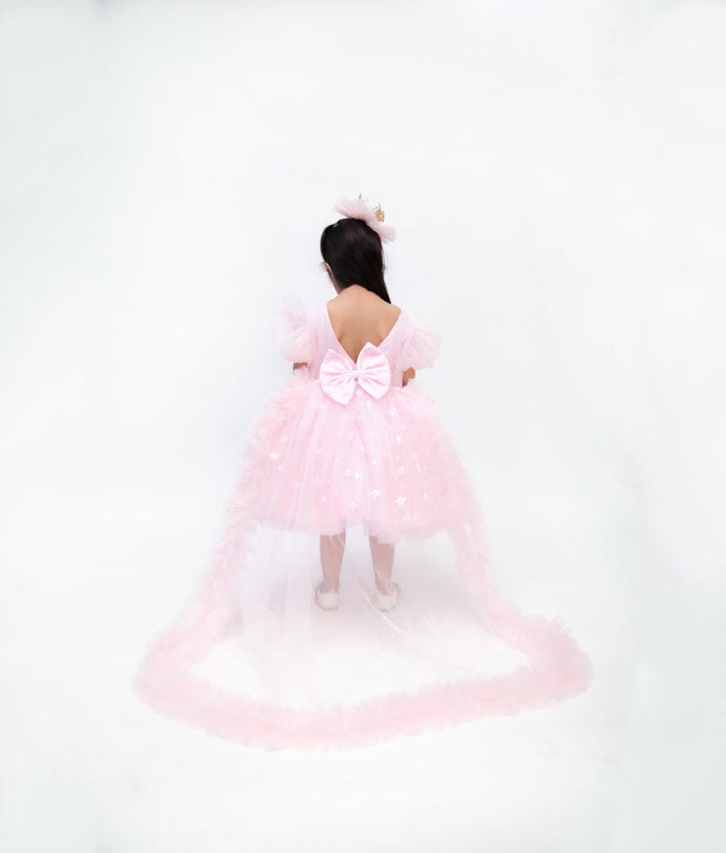 Fayon Kids Pink Star Net Dress for Girls