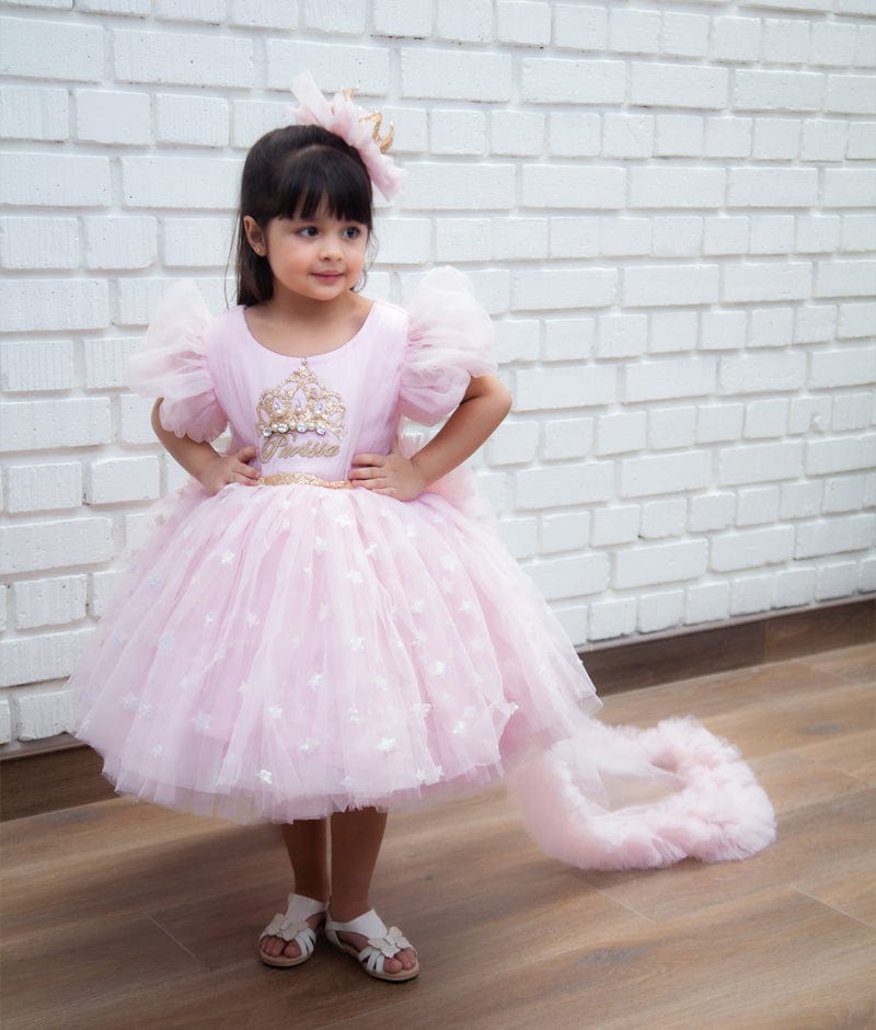 Fayon Kids Pink Star Net Dress for Girls