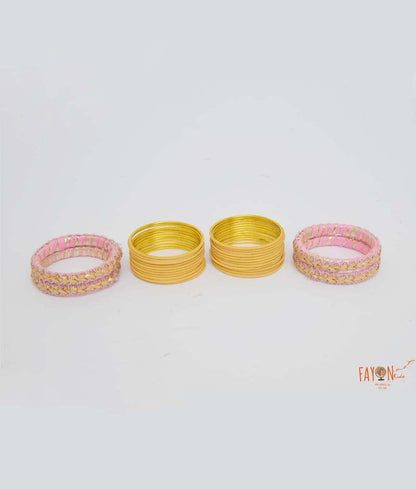 Fayon Kids Pink Yellow Kada with Bangle for Girls