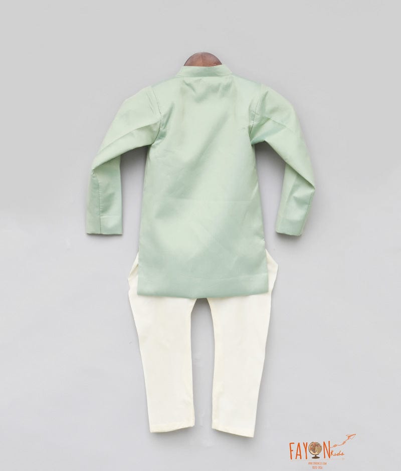 Fayon Kids Pista Green Ajkan with Chudidar for Boys