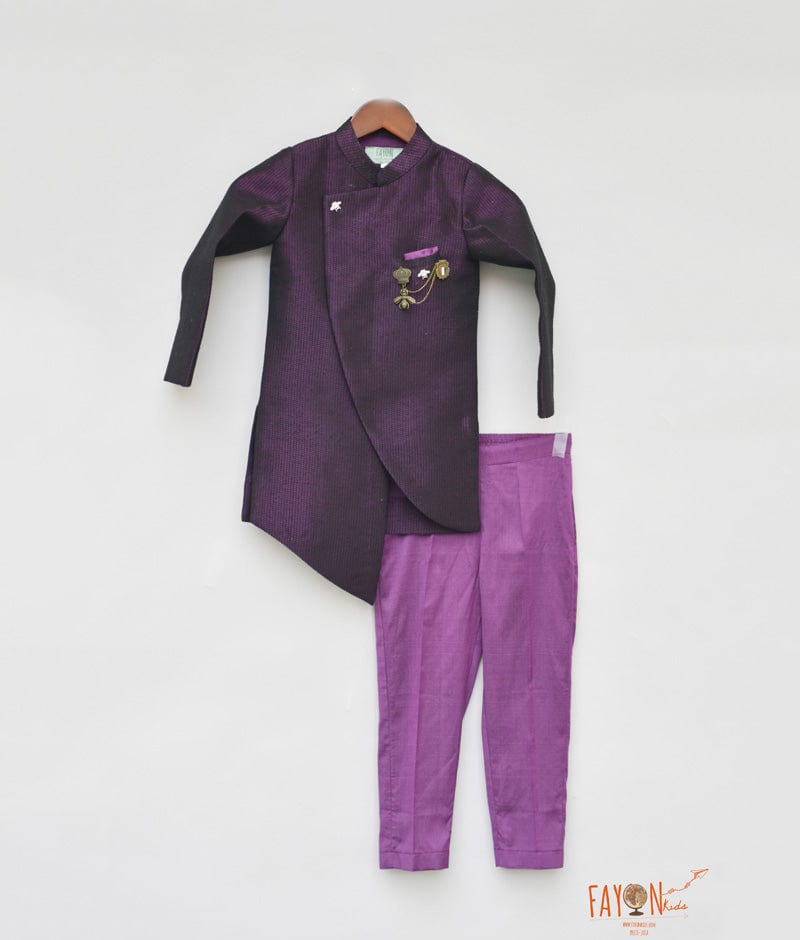 Fayon Kids Purple Ajkan with Purple Pant for Boys