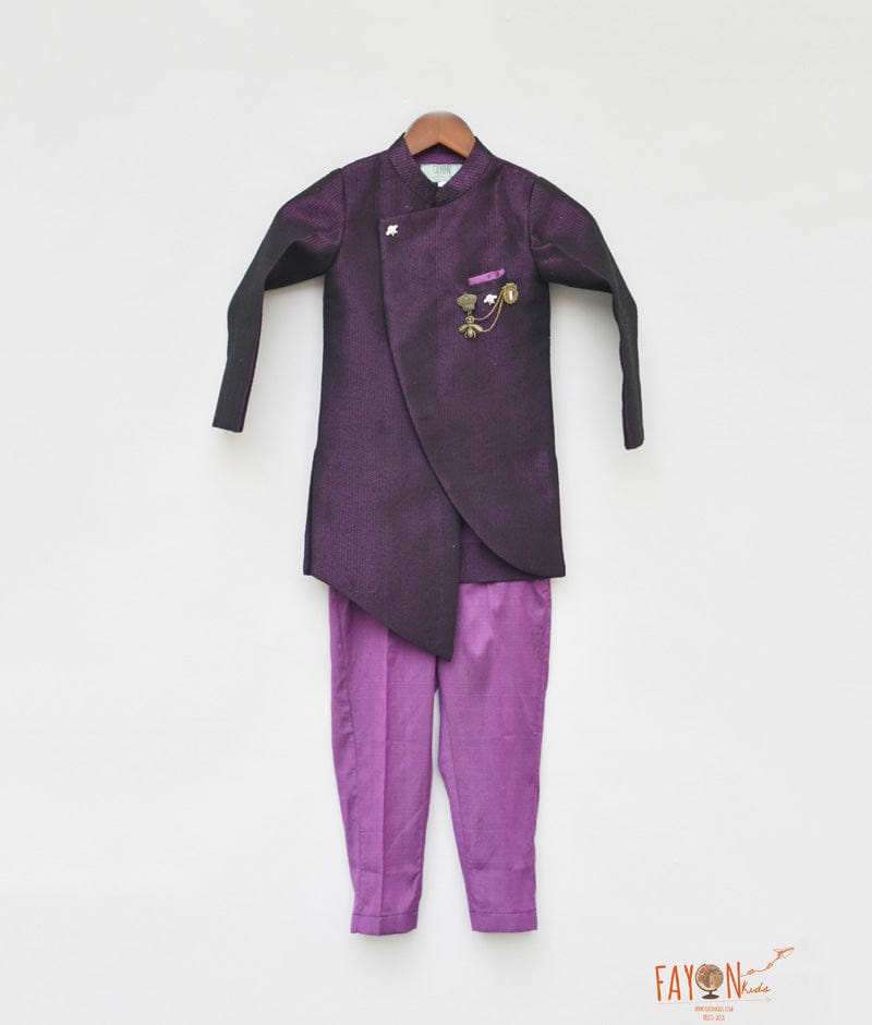 Fayon Kids Purple Ajkan with Purple Pant for Boys
