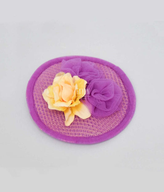 Fayon Kids Purple Half Hat with Flowers for Girls