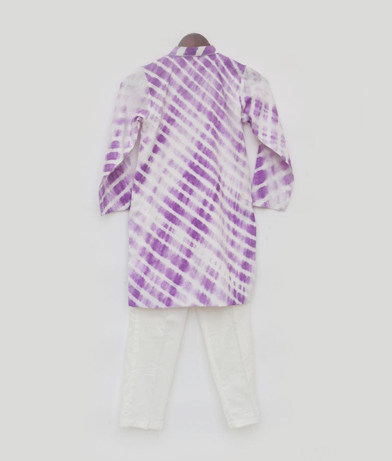 Fayon Kids Purple Leheriya Kurta and Pant for Boys