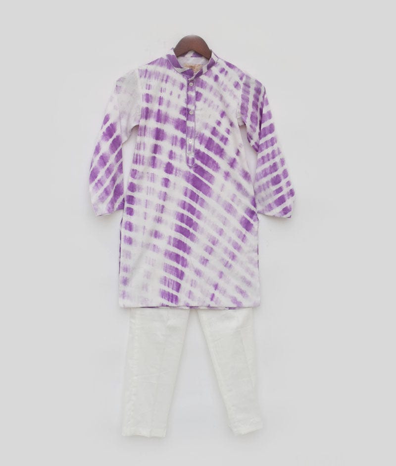 Fayon Kids Purple Leheriya Kurta and Pant for Boys