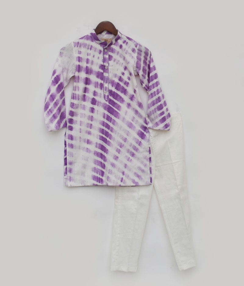 Fayon Kids Purple Leheriya Kurta and Pant for Boys