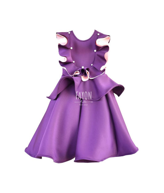 Fayon Kids Purple Lycra Peplum Dress for Girls