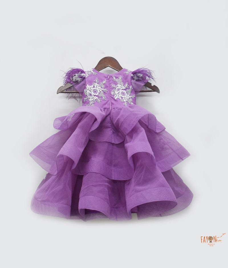 Fayon Kids Purple Net Layers Gown for Girls