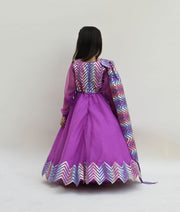 Purple Organza Zig Zag Gown for Girls