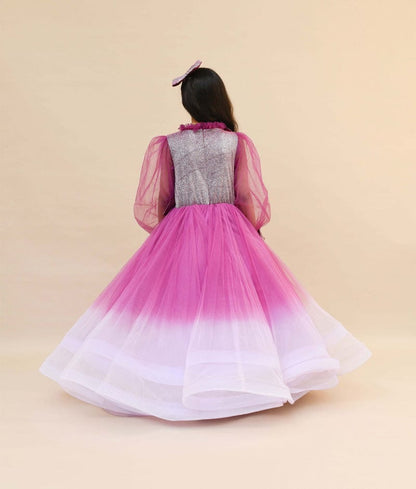 Fayon Kids Purple Shimmer Net Gown for Girls