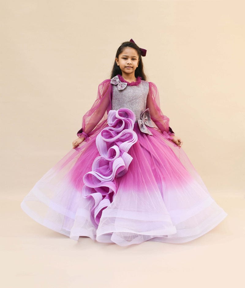 fayon kids purple shimmer net gown for girls 36897061830912