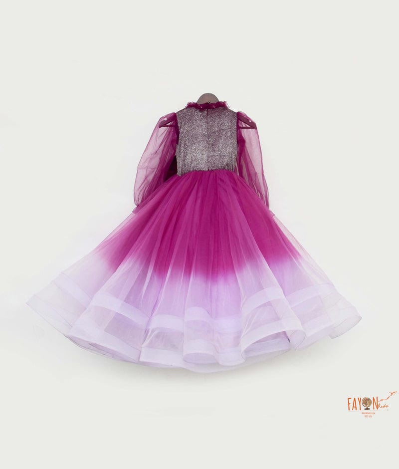 Fayon Kids Purple Shimmer Net Gown for Girls