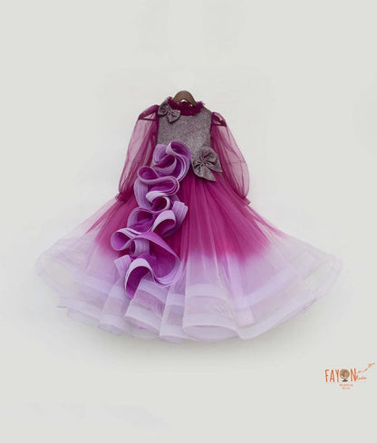 Fayon Kids Purple Shimmer Net Gown for Girls