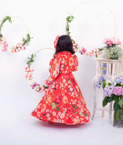 Red Floral Gown for Girls