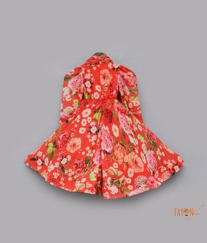 Fayon Kids Red Floral Gown for Girls