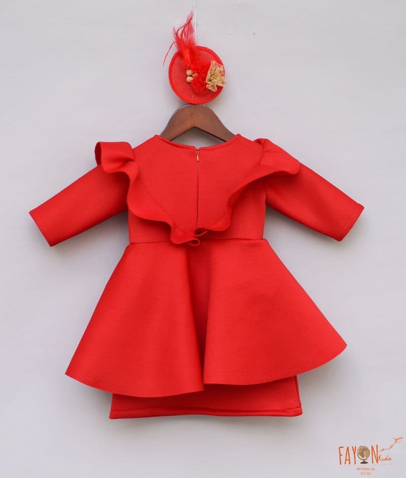 Fayon Kids Red Lycra Dress for Girls