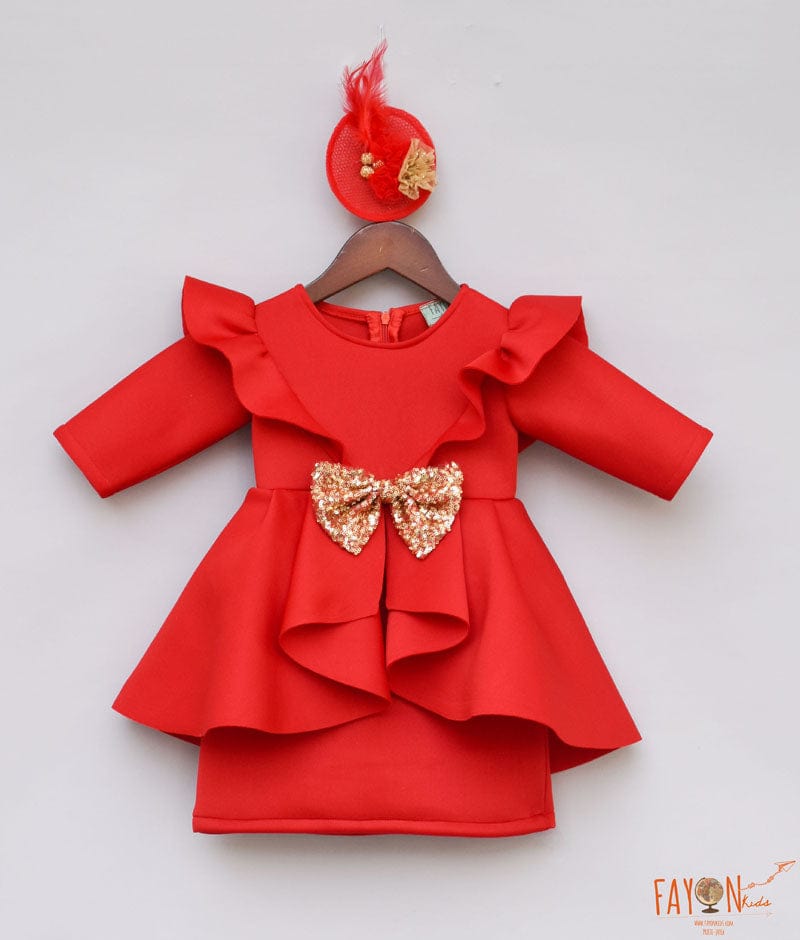 Fayon Kids Red Lycra Dress for Girls