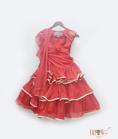 Red Sequins Red Georgette Saree for Girls