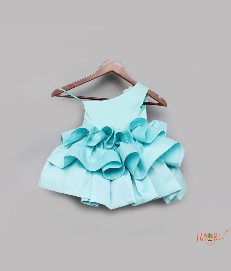 Fayon Kids Sea Green Tafetta Frock for Girls