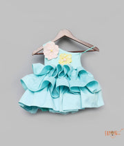 Sea Green Tafetta Frock for Girls