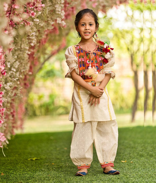 Fayon Kids Self Texture Kurti and Salwar for Girls