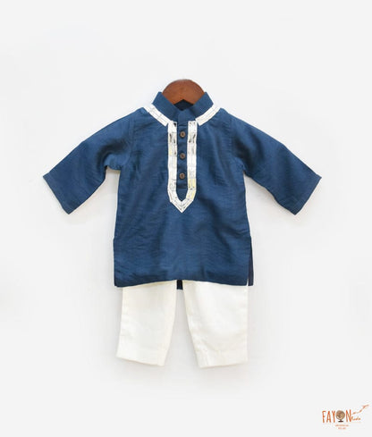 Teal Blue Kurta with Pant for Boys