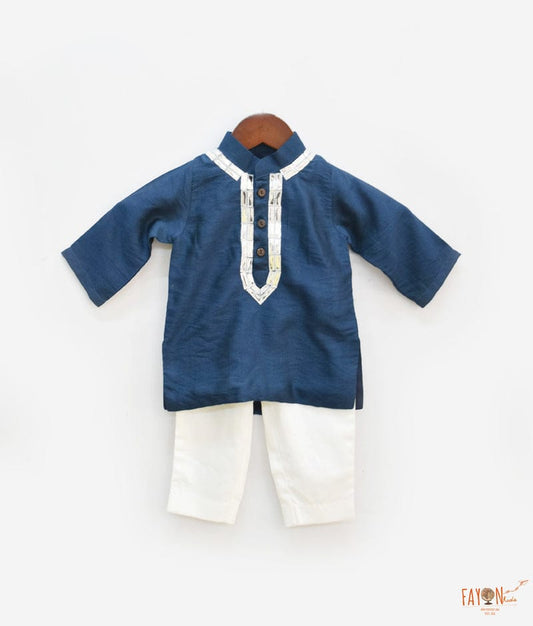 Teal Blue Kurta with Pant for Boys