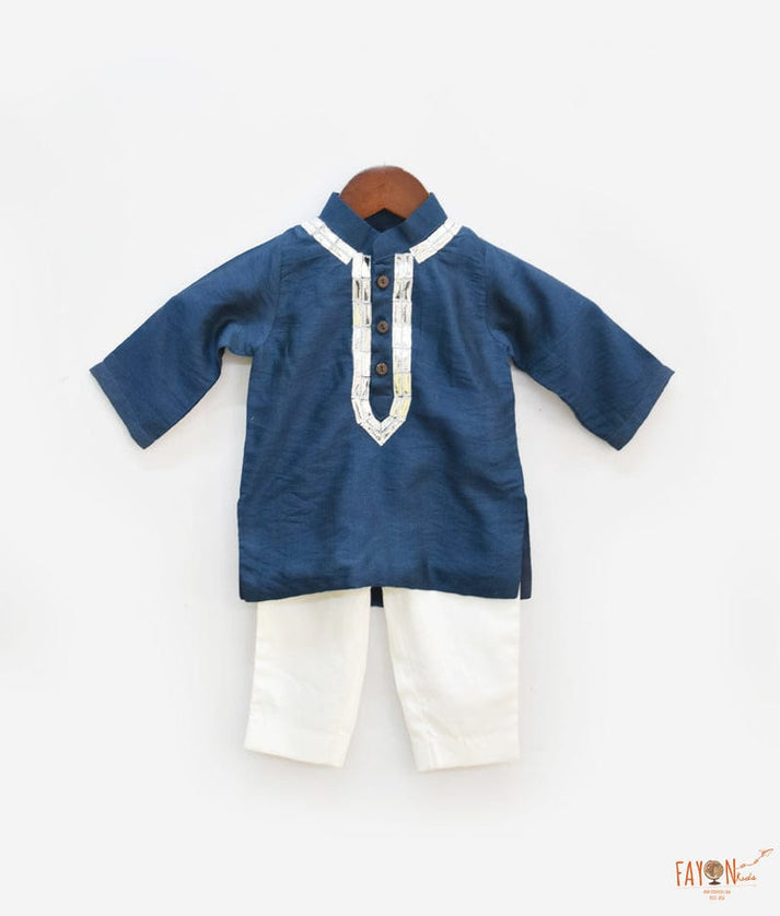 Teal Blue Kurta with Pant for Boys