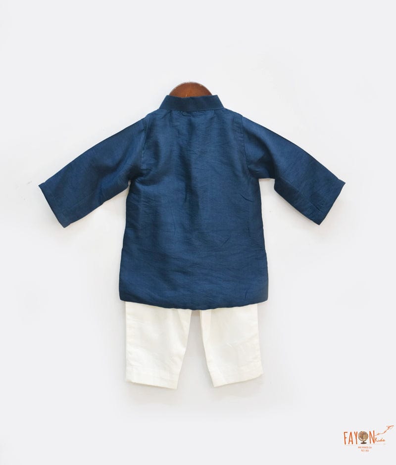 Teal Blue Kurta with Pant for Boys