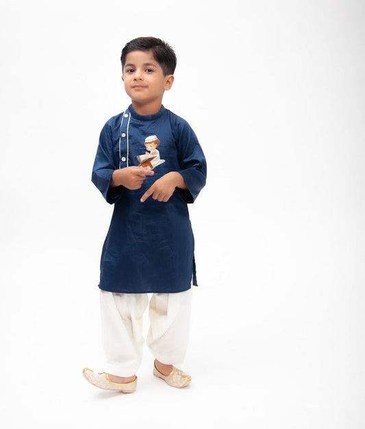 Fayon Kids Teal Blue Kurta with Salwar for Boys