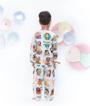 White Funky Print Shirt with Pajama for Boys