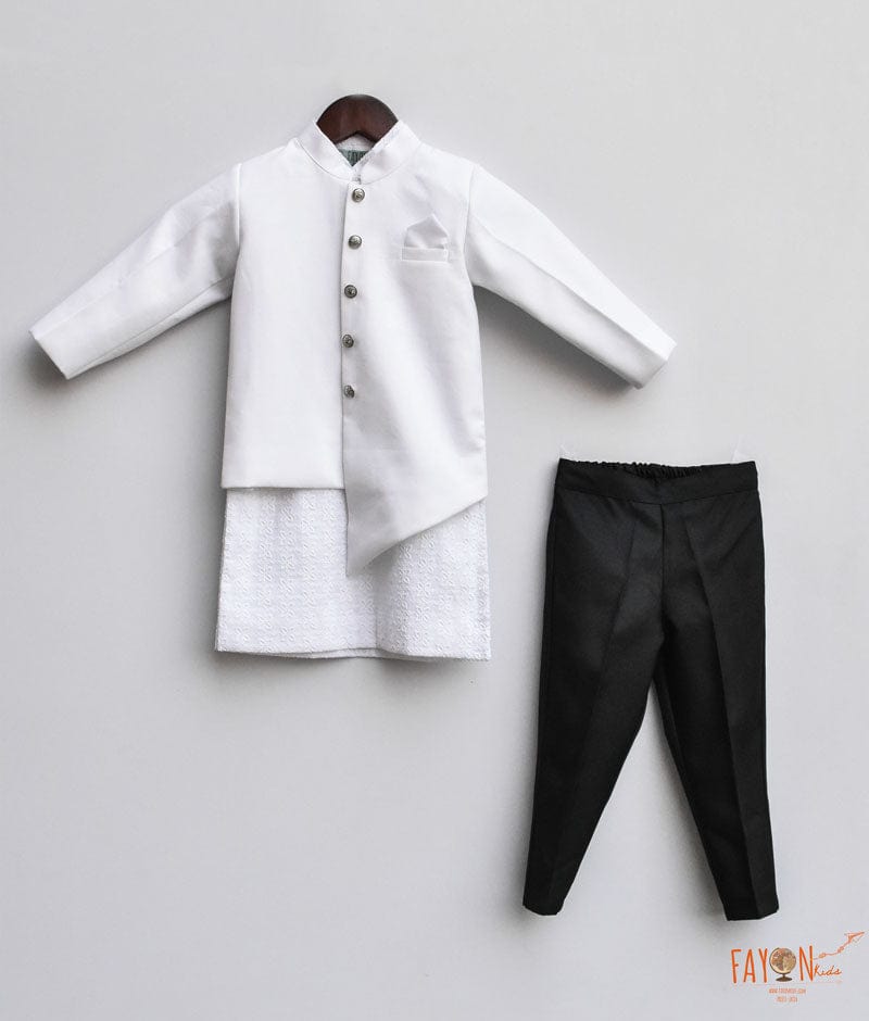 White Jacket with Kurta Pant for Boys