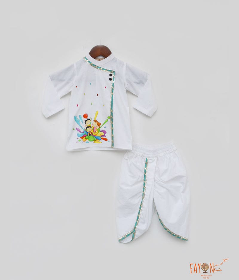 White Kurta with Dhoti for Boys