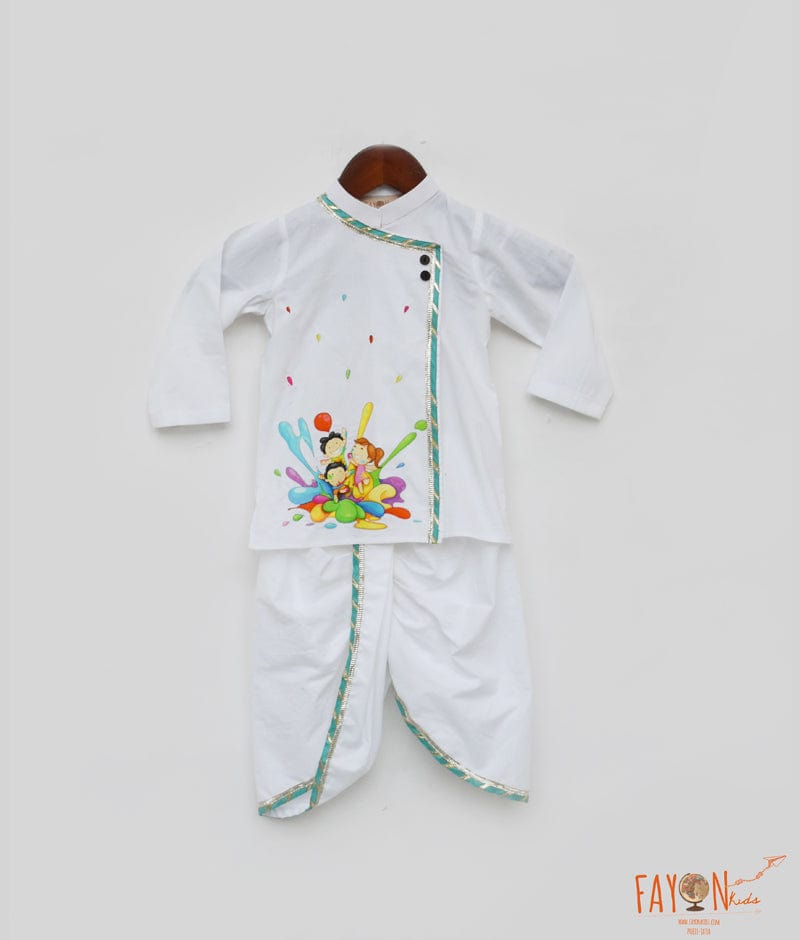 White Kurta with Dhoti for Boys