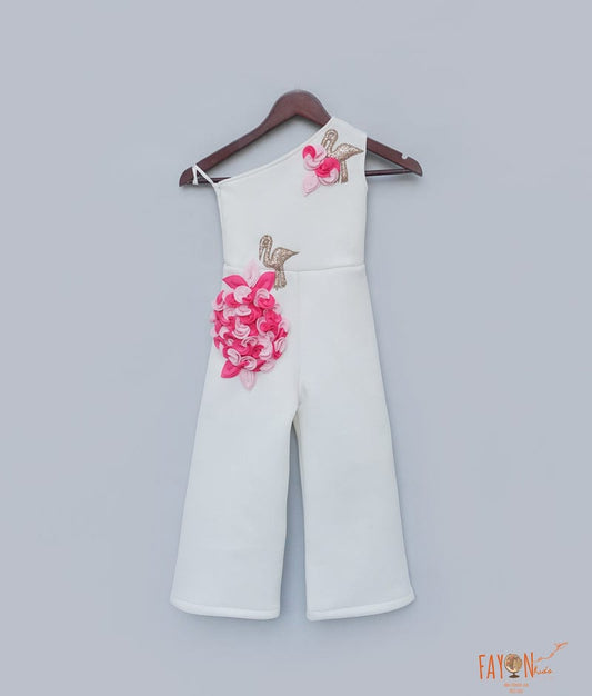 Fayon Kids White Lycra Jumpsuit for Girls