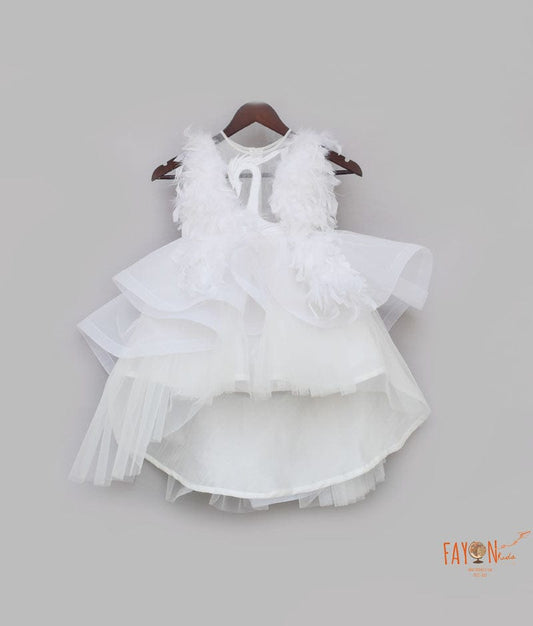 Fayon Kids White Net Frock for Girls