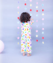 White Printed Shirt with Pajama for Boys