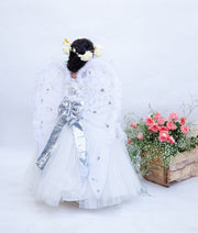 White Sequins Flower Gown for Girls