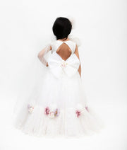 White Sequins Net Gown for Girls