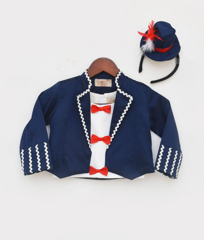 White Top and Blue Jacket for Girls - Main Image