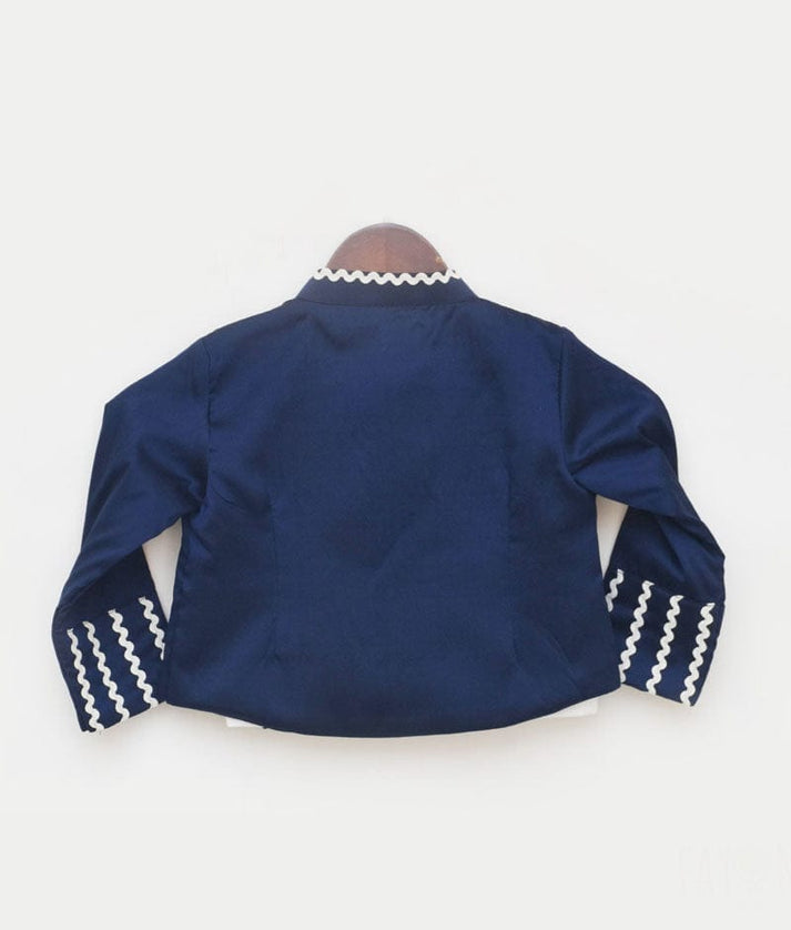 White Top and Blue Jacket for Girls
